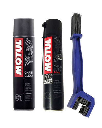 Kit PULISCI LUBRIFICA Catena motul Chain Clean C1 + C2 Lube Road... - Ilgrandebazar