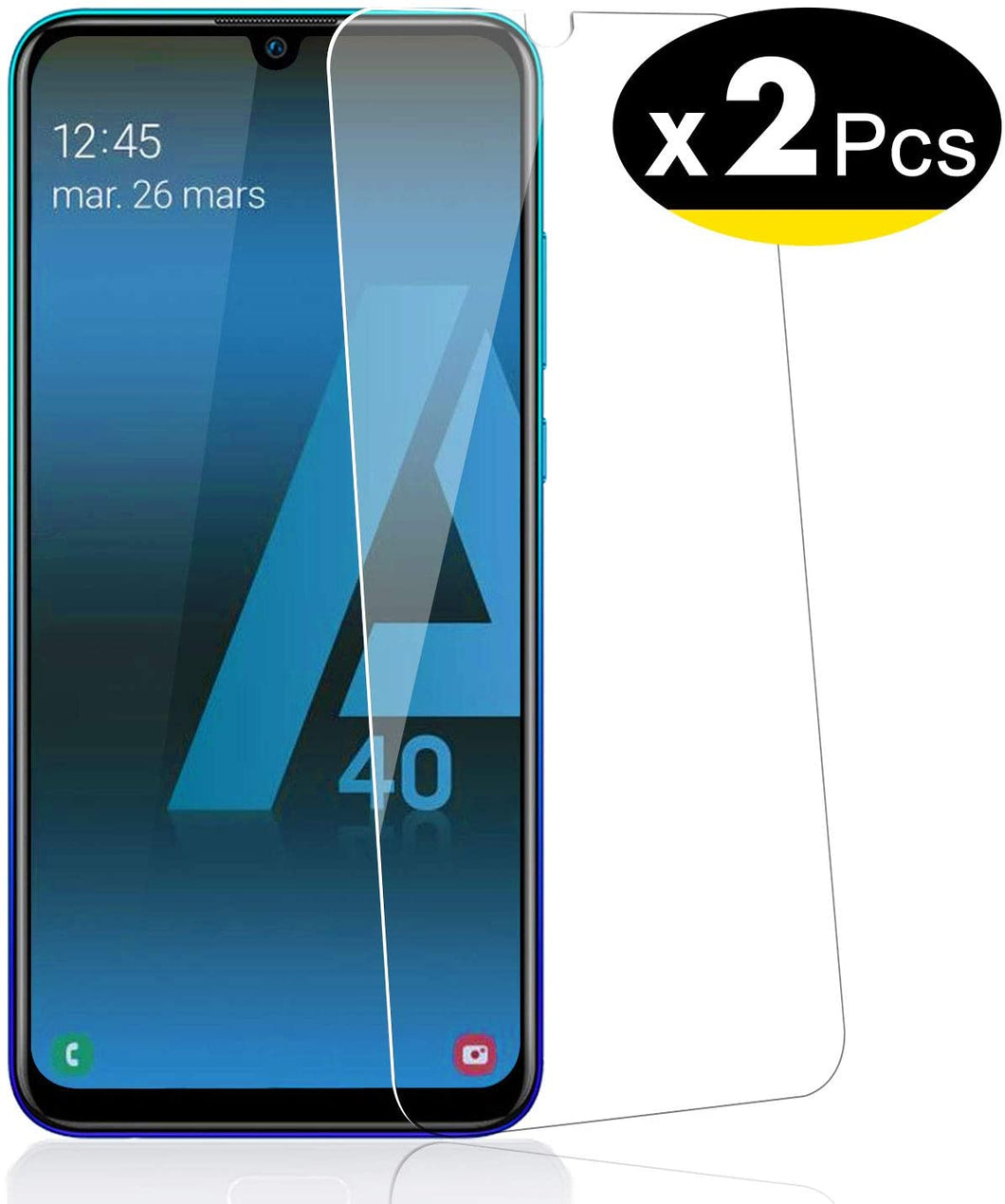 NEW'C 2 Pezzi, Vetro Temperato per Samsung Galaxy A40 (SM-A405F), Pellicola Prottetiva Anti Graffio, Anti-Impronte, Senza Bolle, Durezza 9H, 0,33mm Ultra Trasparente, Ultra Resistente