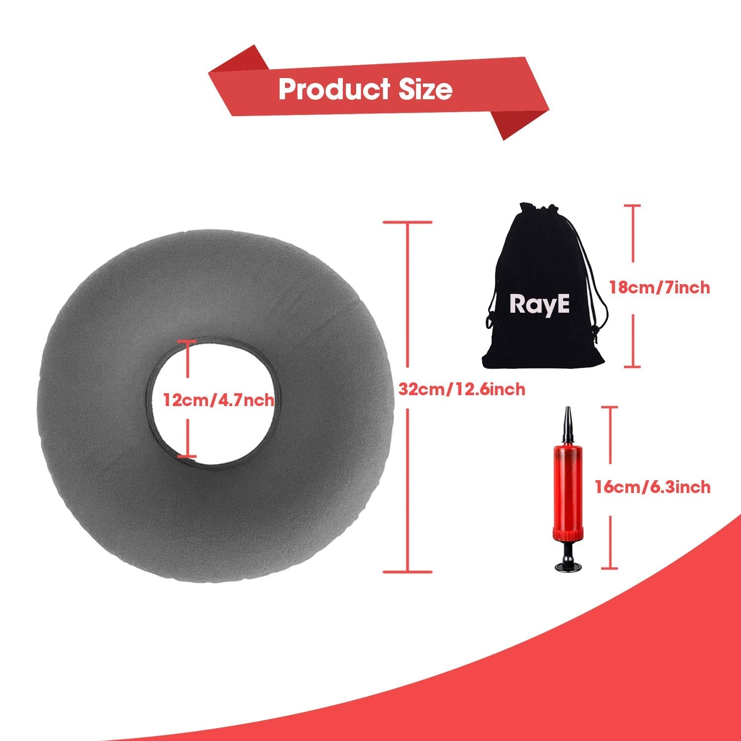 Cuscino A Ciambella Gonfiabile Per Emorroidi E Dolori - Ideale Per Gravidanza, Post Parto E Cocige - Foto 3