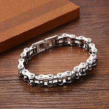 Carica l&#39;immagine nel visualizzatore di Gallery, Cupimatch Uomo Braccialetto Bracciale Catena Bici Acciaio Inox Nero Argento... - Ilgrandebazar