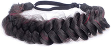 Carica l'immagine nel visualizzatore di Gallery, BOBIYA - Fascia per capelli sintetici a 2 fili, con trecce intrecciate classiche, trecce intrecciate, elasticizzate, per donne e ragazze, accessorio boho, 62 g (nero naturale misto bordeaux) Nero Naturale Misto Borgogna