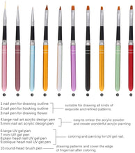 Carica l&#39;immagine nel visualizzatore di Gallery, Anself 10pcs pennelli per unghie Art Design Polacco Brush Pen Set Nylon UV Gel Pittura Strumento unghie Pennello Stampa Decorazione Kit