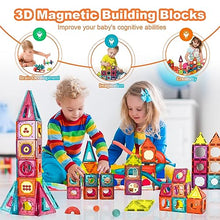 Carica l&#39;immagine nel visualizzatore di Gallery, Beeyouk Giocattoli di Costruzioni Magnetici, 107 Pezzi Set di Costruzione,Regalo di Giochi di Costruzione Magnetici 3D a Tubi per Bambini di 3 4 5 6 7 8