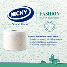 Carica l&#39;immagine nel visualizzatore di Gallery, Nicky Fashion - 4 Rotoli di Carta Igienica, 165 Soffici Fogli a 4 Veli, 3 Diverse Texture e Colori, Delicato Profumo di Talco, Carta 100% Certificata FSC®