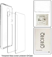 Carica l'immagine nel visualizzatore di Gallery, QHOHQ Cover per Samsung Galaxy A51 + 2 Pezzi Vetro Temperato, Ultra Sottile in Silicone Morbido AntiGraffio Protettiva Cover