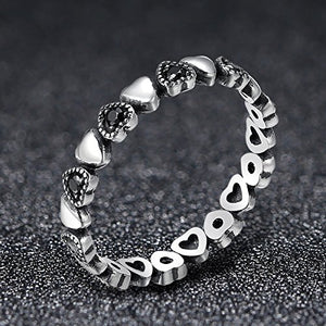 Anello a forma di cuore in argento Sterling 925 con zirconia cubica nera... - Ilgrandebazar