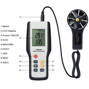 Eray Anemometro Professionale Termometro Digitale Misuratore White and Black - Ilgrandebazar