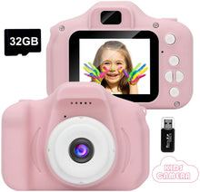 Carica l'immagine nel visualizzatore di Gallery, GlobalCrown Fotocamera Bambini,Mini Ricaricabile Fotocamera Digitale per Bambini Videocamera Regali per Ragazze Ragazzi da 3-8 Anni,8MP Video HD Schermo da 2 Pollici (Scheda 32 GB Inclusa) Rosa