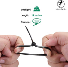 Carica l'immagine nel visualizzatore di Gallery, Confezione da 100 fascette con zip in nylon nero di alta qualità per impieghi gravosi da interno o esterno per di grado industriale, fascette per cavi ultra resistenti e durevoli: 355mm