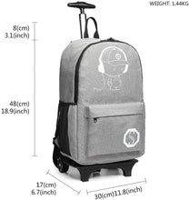 Carica l'immagine nel visualizzatore di Gallery, Kono Zaino Trolley per Scuola Impermeabile Ruote Rotolamento Removibile Scuola Borsa per Bambini (Grigio)