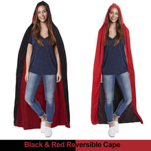 Carica l'immagine nel visualizzatore di Gallery, Kbnian Mantello con Cappuccio Mantello Reversibile Costume Travestimento Trucco Vampiro Mantello Cappuccio Nero Rosso per Bambini o Aulti Halloween Dracula Cosplay (120cm / 47")