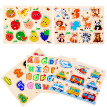 Carica l'immagine nel visualizzatore di Gallery, Purpledi 5 Pezzi Puzzle in Legno per i Bambini, Giochi Montessori Bambino, Educativo Giocattoli Regalo per 1 2 3 Anni, Animali Frutta Forme Lettere Numeri Traffico, Regalo Natale Ragazzi Ragazze