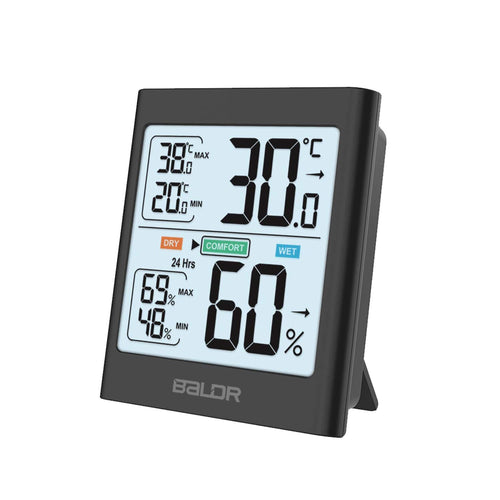 ABsuper Termometro Igrometro per Interni, Temperatura Eettronica Noir - Ilgrandebazar