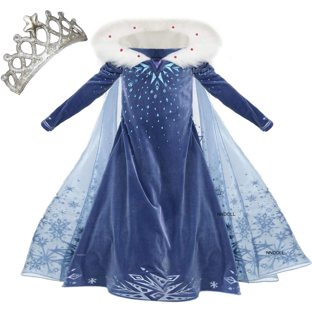 NNDOLL  Princess Vestito Carnevale Bambina Abito Costume Bimbi 7-8 anni, Blu - Ilgrandebazar