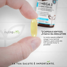 Carica l'immagine nel visualizzatore di Gallery, Omega 3 Olio di Pesce da 2000 mg - 660 mg EPA e 440 mg DHA per Porzione - 240 SoftGel Capsule di Olio di Pesce Puro - Fornitura per 4 Mesi - Prodotto nel Regno Unito da Nutravita