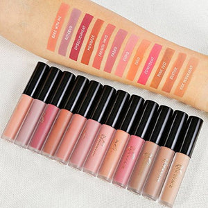 Valuemakers Rossetti liquidi mat,liquid lipstick, set 12 Pcs matt lip gloss - Ilgrandebazar