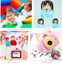 Carica l'immagine nel visualizzatore di Gallery, YunLone ToyZoom Macchina Fotografica per Bambini, Bambini Fotocamera Digitale Portatile Selfie Videocamera per Bambine 2 Pollici LCD /1080P FHD / 18MP/Scheda 32 GB/Custodia Inclusa(Rosa)