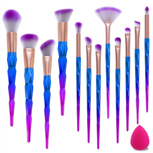 12pcs Pennelli da Trucco per Applicazione 12 pezzi, Spazzole + Beauty Blender - Ilgrandebazar