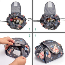 Carica l'immagine nel visualizzatore di Gallery, Lazy, trousse per trucchi con coulisse, grande capacità, impermeabile, da viaggio, per donne e ragazze (Fiore)