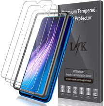 Carica l'immagine nel visualizzatore di Gallery, LK Pellicola Protettiva per Xiaomi Redmi Note 8 Vetro Temperato,[3 Pezzi] [9H Durezza] Protezione Schermo Screen Protector [Strumento per Una Facile Installazione] per Redmi Note 8