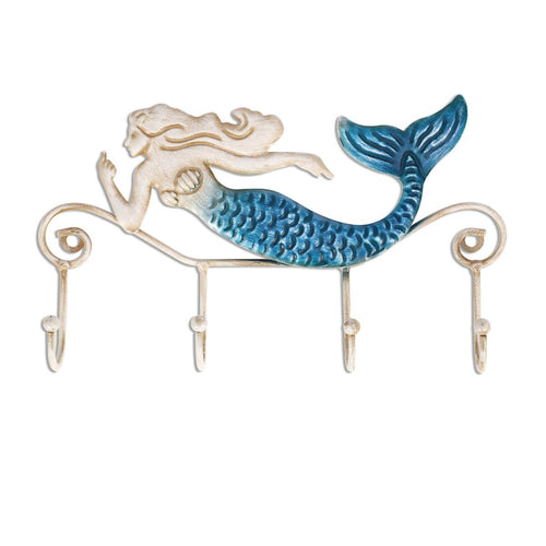 TOOARTS Appendiabiti da parete in ferro/Iron Mermaid Wall Hanger Blu E Oro - Ilgrandebazar