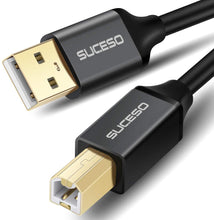 Carica l&#39;immagine nel visualizzatore di Gallery, SUCESO Cavo Stampante USB 2.0-2M Cavo USB Tipo A Maschio a Tipo B Maschio Cavetto Placcato Oro Per Stampante HP, Canon, Lexmark, Epson, Dell, Xerox, Samsung Brother, Panasonic, Scanner ecc.
