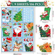 Carica l&#39;immagine nel visualizzatore di Gallery, Multper 116 Pezzi Vetrofanie Natalizie per Finestre, Decorazioni Natalizie, Rimovibile Adesivi Natalizi, Adesivi Natale Riutilizzabili, DIY Addobbi Natalizi, Renna, Babbo Natale, Fiocco di Neve