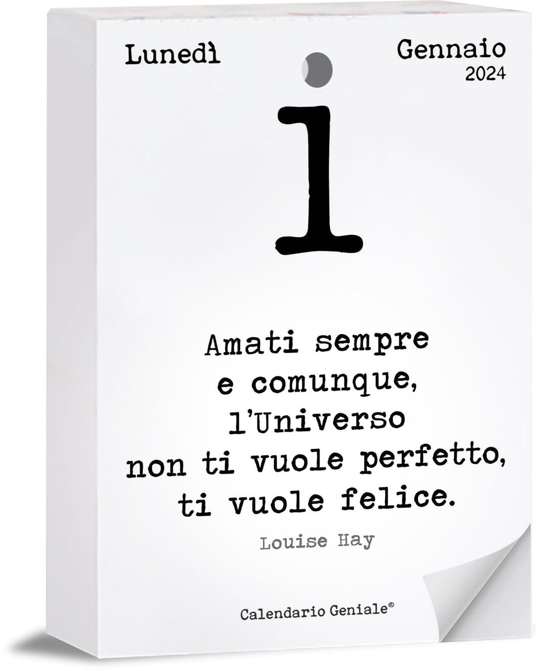 Calendario Geniale 2024. L'Originale. Il Primo con Bonus digitali. Idea Regalo. Inserto 10 x 14 cm. Leggi la frase del giorno e condividi il pensiero Filosofico. Calendario con scatola