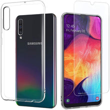Carica l'immagine nel visualizzatore di Gallery, EasyAcc Custodia per Samsung Galaxy A50/A30s Cover + Pellicola in Vetro Temperato, Morbido TPU Cover Cristallo Limpido Trasparente Slim Anti Scivolo Protezione Case Antiurto per Galaxy A50/A30s
