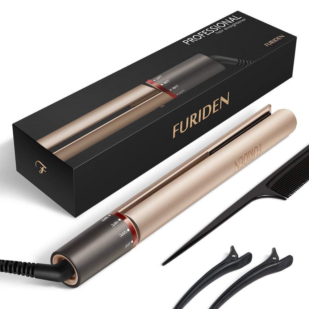 Piastra Capelli Professionale FURIDEN Lisci e Mossi 2 in 1 Dorato - Ilgrandebazar
