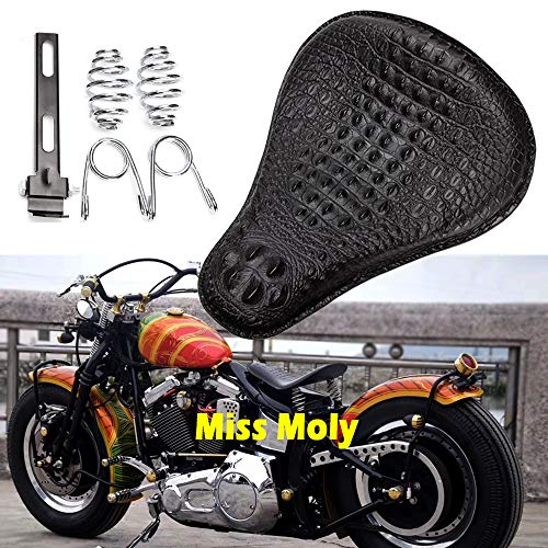 Pelle Coccodrillo Moto Sella Monoposto per Sportster Nero-Aggiornamento