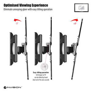 Invision Supporto TV - Ultra Sottile L / Inclinabile e Girevole, Nero - Ilgrandebazar