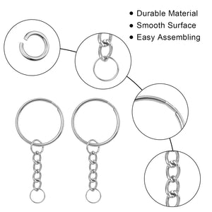 100 Pezzi 25 mm Anelli Portachiavi Anello Ganci Portachiavi Anellini Acciaio Inox Accessori per Portachiavi Fai Da Te Kit per Porta Chiavi Mestieri Lavori di Bricolage | Argento
