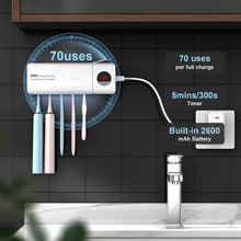 Carica l&#39;immagine nel visualizzatore di Gallery, DSHOW Spazzolino Igienizzante UV da Bagno, Montaggio a Parete Sterilizzatore, Carica 2000mAh, Funzione di Cronometraggio, Organizer per Spazzolino da Denti (Bianca)
