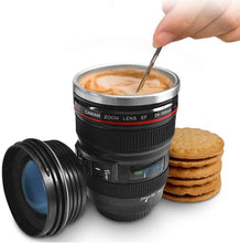 Carica l&#39;immagine nel visualizzatore di Gallery, Obiettivo della fotocamera Tazze di caffè in acciaio inox Thermos Fodera del coperchio Tazza di caffè Tazza 400 ML Tazza Tumbler Bottiglia di acqua del tè Tazza Grande regalo per l&#39;amico