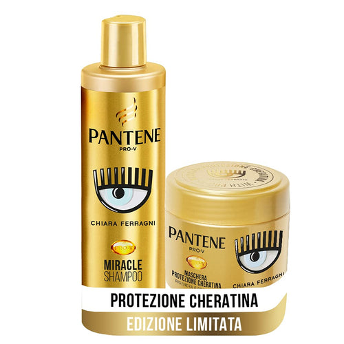 Pantene Pro-V by CHIARA FERRAGNI Miracle Shampoo Protezione Cheratina Rigenera e Protegge per Capelli Secchi, Opachi e Danneggiati, 250 ml + Maschera per Capelli Danneggiati, 300 ml, EDIZIONE LIMITATA Shampoo + Maschera