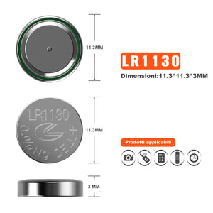 Confezione da 40 pacchi batteria alcalina AG10(LR1130) --- 40 Pezzi, Argento - Ilgrandebazar