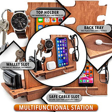 Carica l'immagine nel visualizzatore di Gallery, Docking Station in Legno Multifunzione: Organizer da Scrivania e Svuotatasche Design Moderno per Casa e Ufficio - Regalo Compleanno Uomo, Regalo Natale (Marrone (noce))