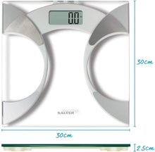 Carica l'immagine nel visualizzatore di Gallery, Salter Bilancia Pesapersone Digitale Analizzatrice Ultrasottile in Vetro, Calcola la Percentuale di Grasso, Acqua e Massa Corporea, Memoria 4 Utenti, Capacità Massima 160 Kg, Bianco