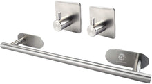 Carica l'immagine nel visualizzatore di Gallery, Portasciugamani Da Parete ZB ZealBoom Autoadesivo Porta Salviette da Bagno con 2PCS Gancio Adesivo di Acciaio Inox Porta Asciugamano per Bagno Cucina Camera da Letto Accessori Bagno Towel Holder