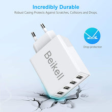 Carica l'immagine nel visualizzatore di Gallery, Caricatore USB, Beikell Caricatore USB da Muro a 4 Porte 5A / 25W con Tecnologia Smart-Adaptive di ricarica rapida