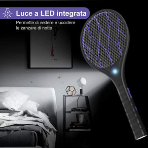 YISSVIC Racchetta Zanzare Elettrica, 1200 mAh Ricarica USB, 3800 Volt con Torcia Rimovibile, Illuminazione a LED, Protezione Maglia a Doppio Strato, Adatto per Casa Giardino Campeggio BBQ Picnic