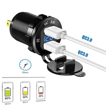 Carica l&#39;immagine nel visualizzatore di Gallery, GemCoo QC3.0 Presa USB per Auto Doppio in Alluminio, 12V / 24V 36W 2 Blu