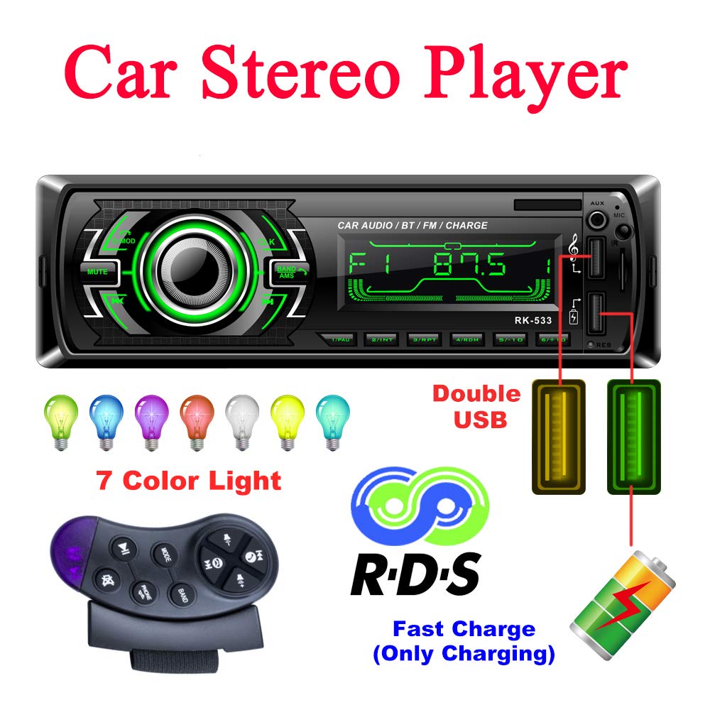 Autoradio Bluetooth RDS 1 DIN Con Vivavoce - Doppia USB, AUX, SD, Telecomando, 4x65W - Foto 12