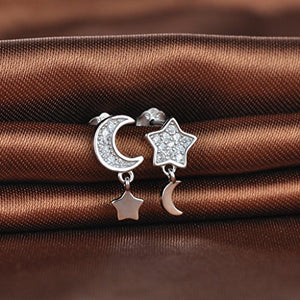 Infinite U, eleganti orecchini a forma di stella e luna, in argento Sterling... - Ilgrandebazar