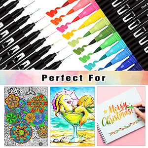 KAZATE Brush Pen Lettering 36 Colori, Pennarelli Doppia Punta Fine e Grossa Pennello per Bambini Adulto Pennarelli Set Professionali da Colorare ad Acquerello, Bullet Journal, Mandala