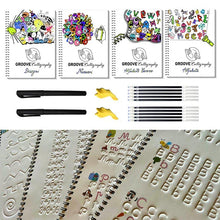 Carica l&#39;immagine nel visualizzatore di Gallery, GROOVE Calligraphy 4 Quaderni Riutilizzabili, A4 con Scanalature Premium, Alfabeto, Corsivo, Numeri, Disegni+2 Penne Magiche+10 Inchiostro+2 Correttori di Postura delle Dita