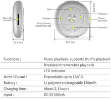 Carica l'immagine nel visualizzatore di Gallery, Lettore MP3 con clip, lettore musicale portatile senza perdita audio per la corsa espandibile fino a 128 GB SD Card (M6N bianco)