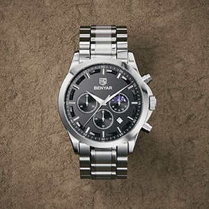 BY BENYAR - Eleganti Orologi Uomo | Cronografo | Movimento Argento Nero - Ilgrandebazar