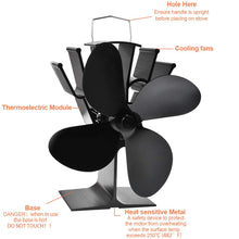 Carica l&#39;immagine nel visualizzatore di Gallery, Ventilatore per camini a legna, BUYGOO a 4 pale riscaldato per...